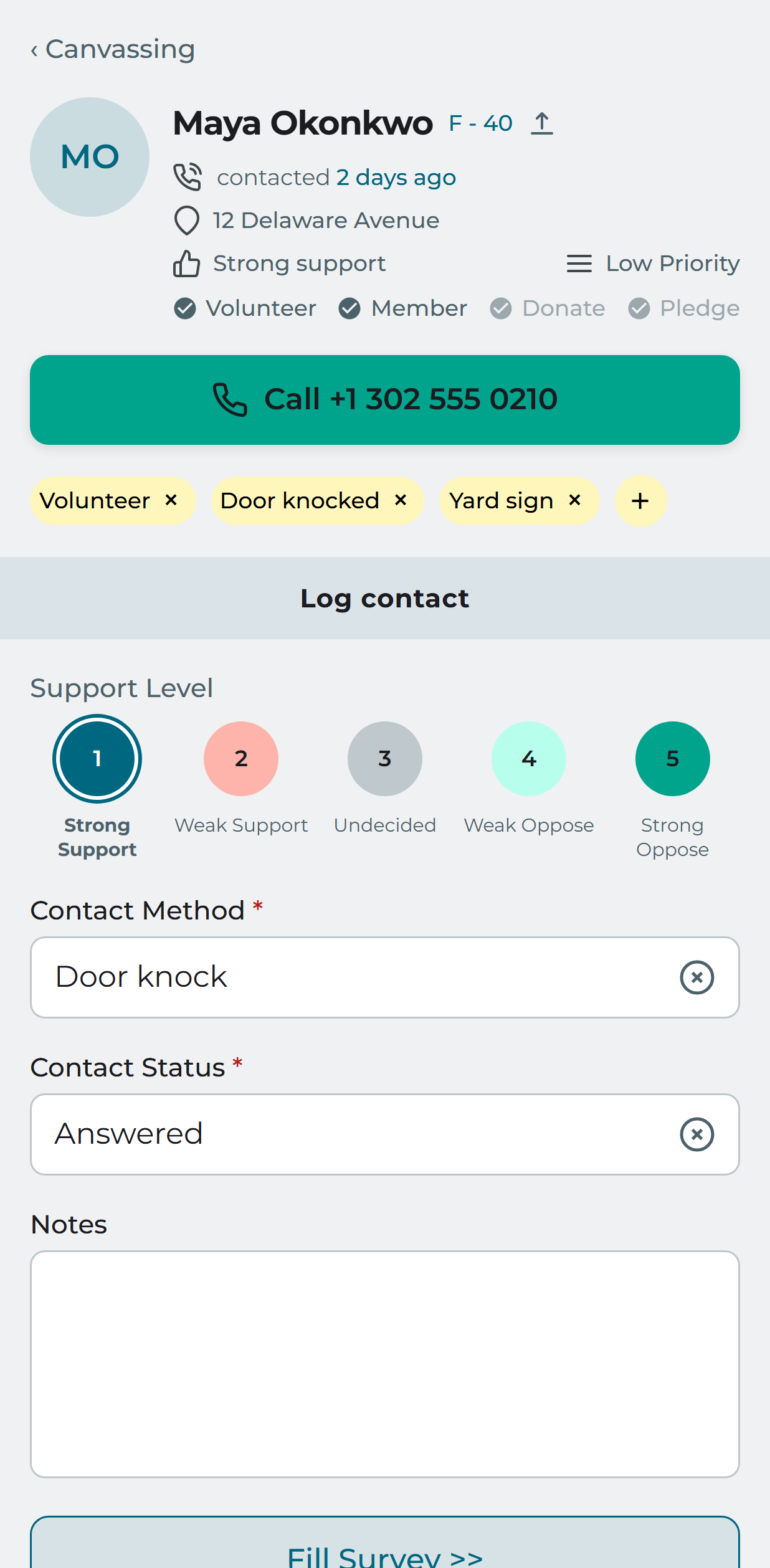 Recording the result of a door