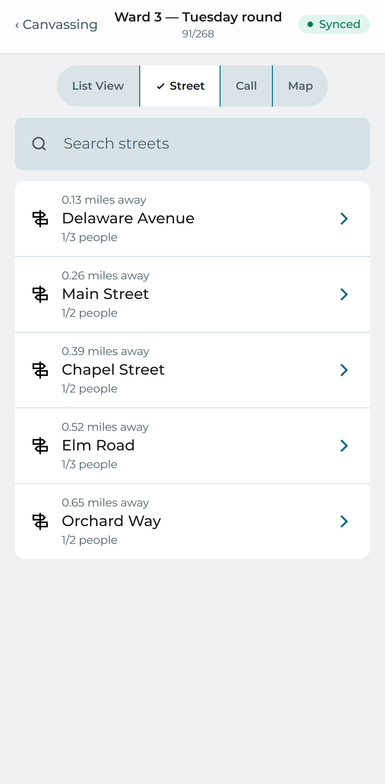 The street view of a canvassing round