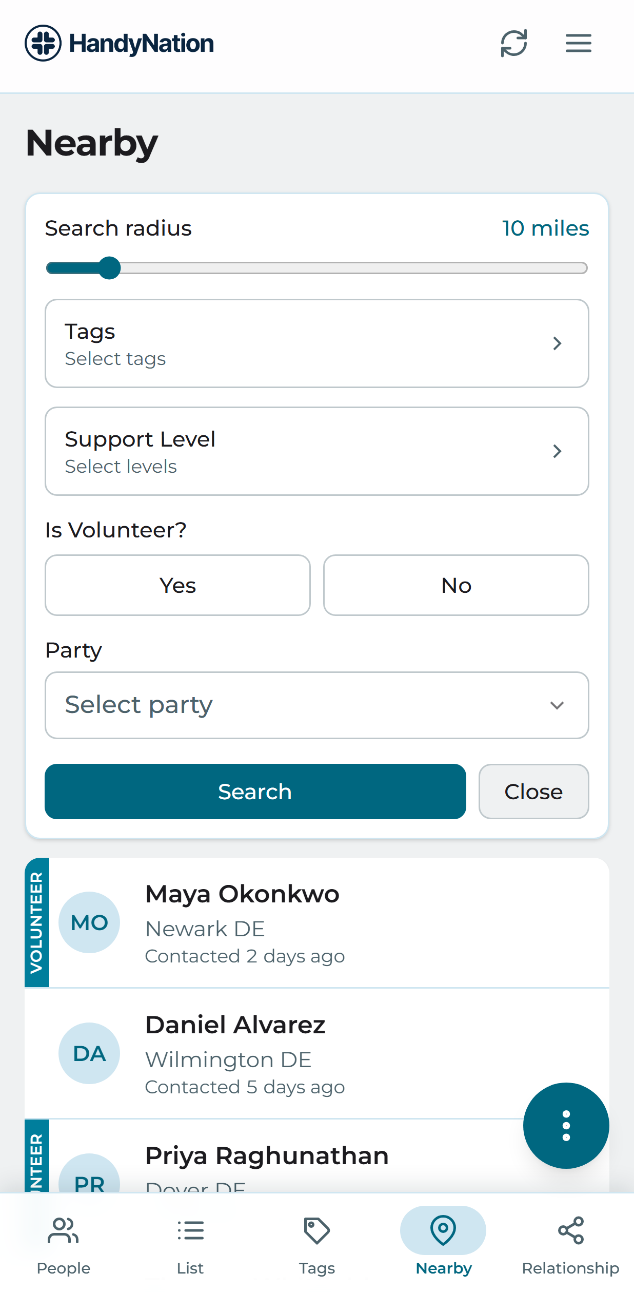 Nearby filters