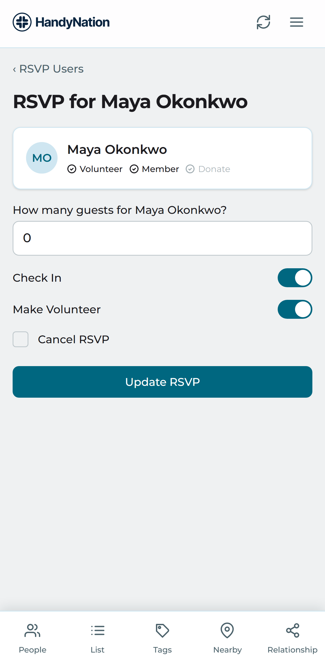 Cancelling an RSVP