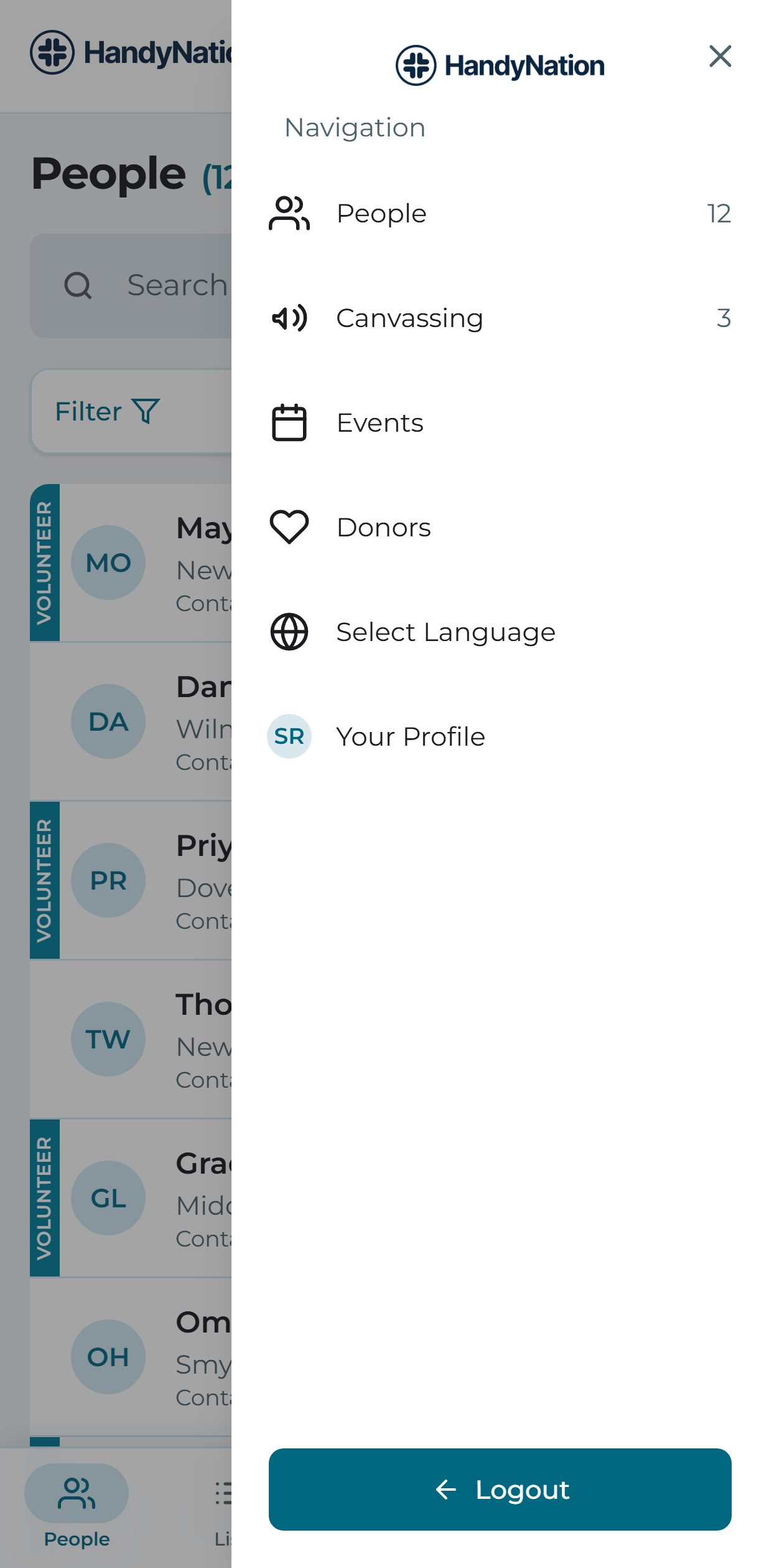 The language item in the field app navigation