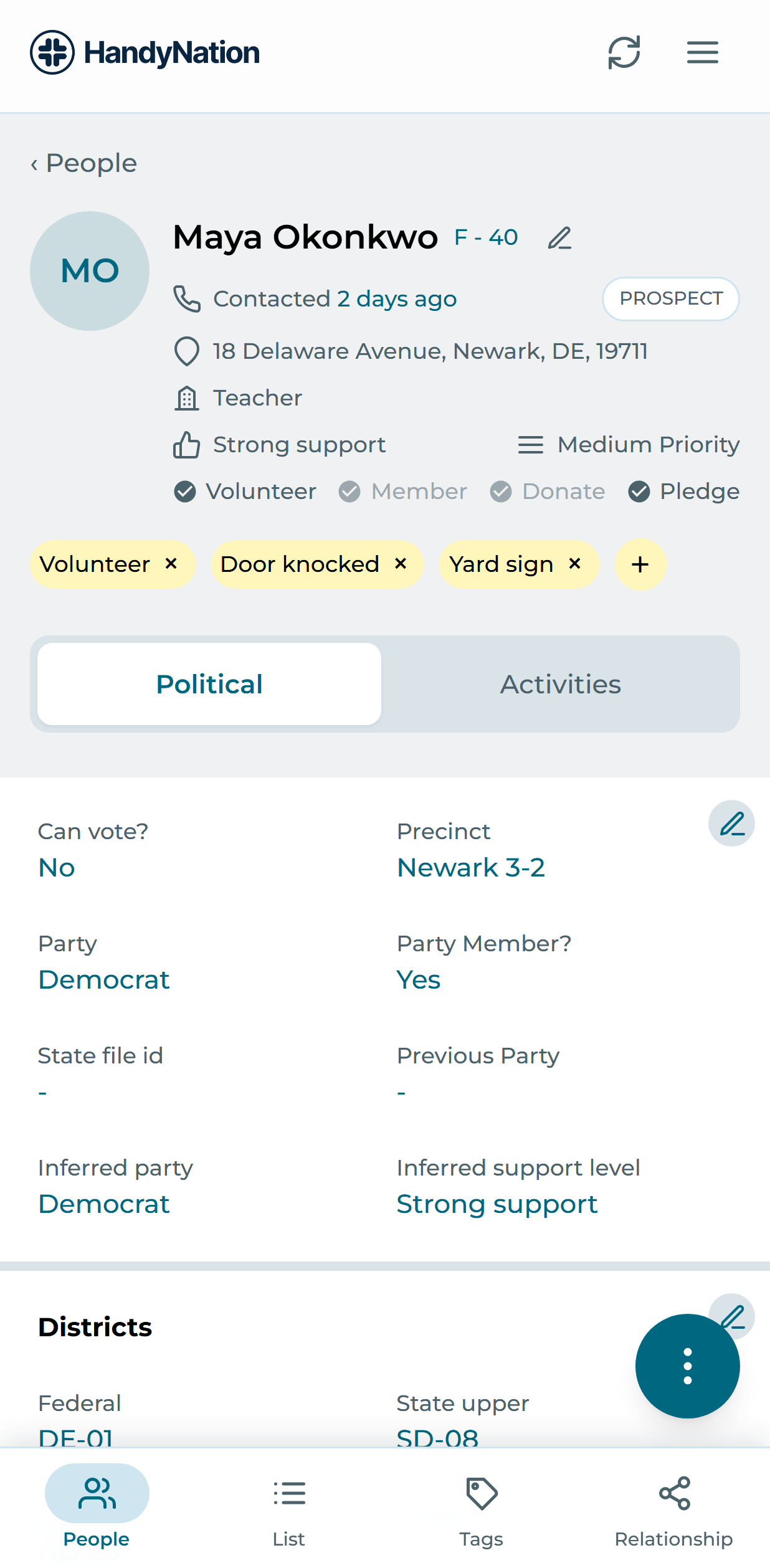 A profile with restricted tabs and sections hidden
