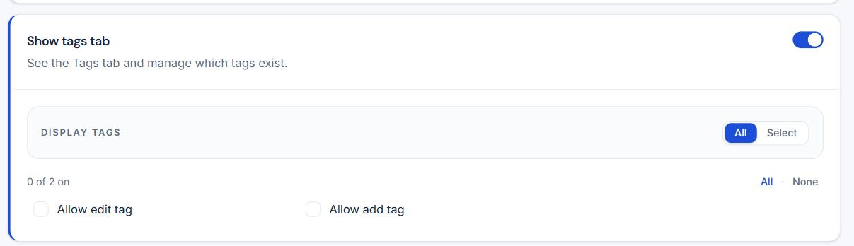 Choosing between all tags and a selected set